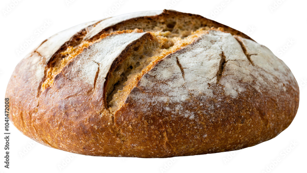 Freshly Baked Loaf of Whole Wheat Bread, Isolated on Transparent Background Showing Artisan Crust Texture
Freshly Baked Loaf of Whole Wheat Bread, Isolated on Transparent Background Showing Artisan Crust Texture