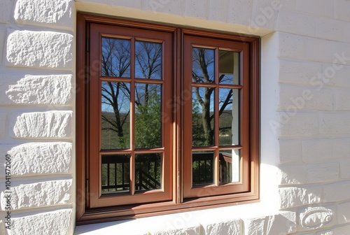 Small mirror panels installed within window frames reflecting th photo