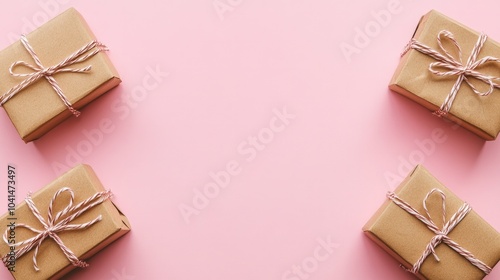 Gift boxes on a flat lay with a colored background