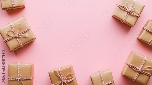 Gift boxes on a flat lay with a colored background