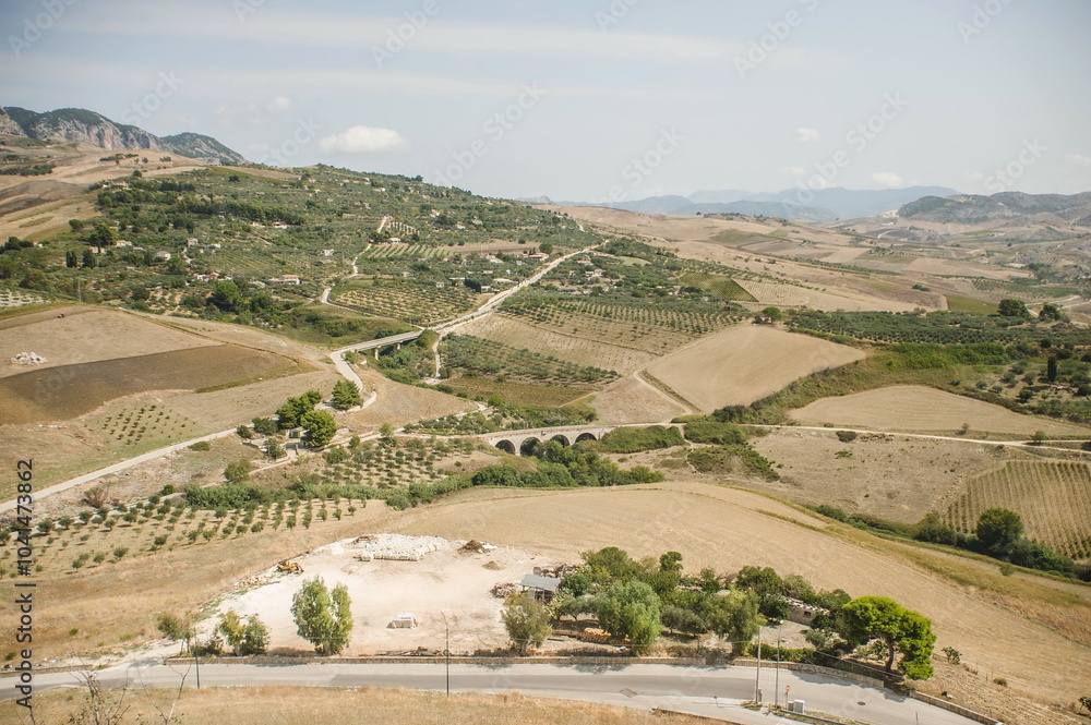 Fototapeta premium view of the valley of the town of Sambuca in Sicily