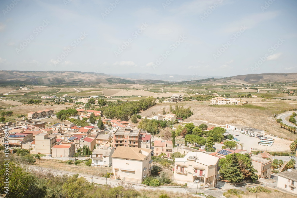 view of the valley of the town of Sambuca in Sicily