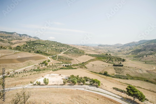 view of the valley of the town of Sambuca in Sicily