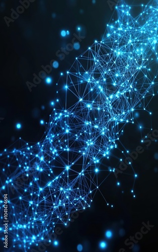 Wallpaper Mural Abstract blue glowing network with points of light on black background. Torontodigital.ca