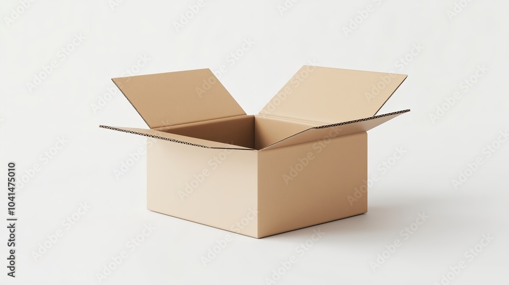 Open Cardboard Box on White Background for Packaging and Shipping Open Cardboard Box on White Background for Packaging and Shipping