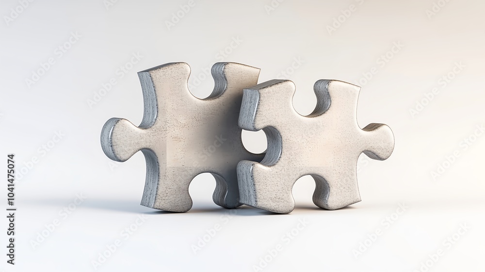 Obraz premium Two Puzzle Pieces Connecting for Teamwork and Problem-Solving Concept