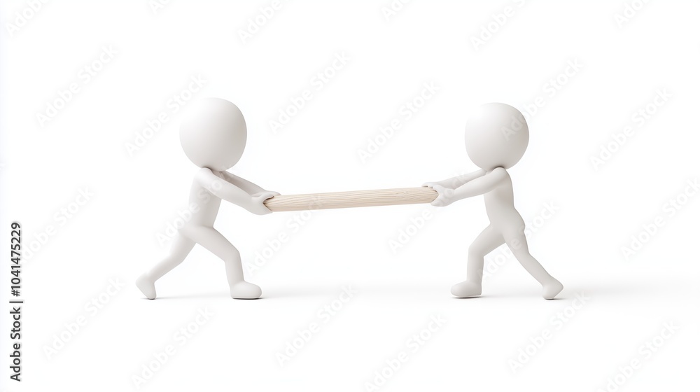 3D Figures in Tug of War Conceptual Illustration 3D Figures in Tug of War Conceptual Illustration