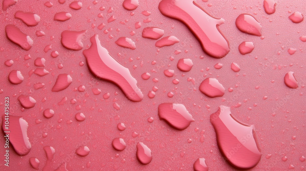 Water Droplets on Pink Surface: A mesmerizing macro shot of water droplets scattered on a soft pink surface, capturing the beauty of nature's simplicity and the interplay of light and water. Water Droplets on Pink Surface: A mesmerizing macro shot of water droplets scattered on a soft pink surface, capturing the beauty of nature's simplicity and the interplay of light and water.