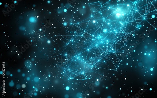 Wallpaper Mural Abstract blue network with glowing dots and lines on a black background. Torontodigital.ca