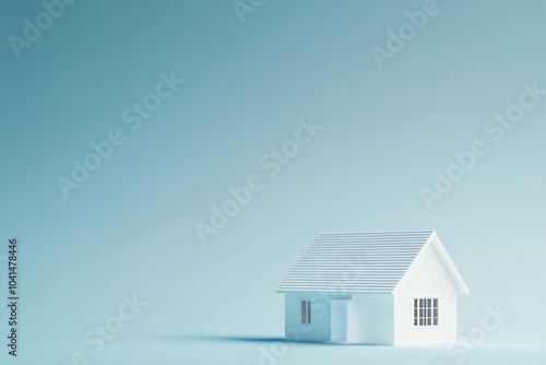 Wallpaper Mural Minimalist White House 3D Rendering on Blue Background Torontodigital.ca