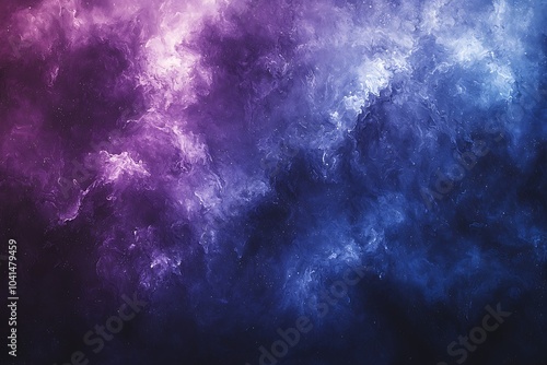 Abstract Purple and Blue Nebula Painting: Cosmic Swirls and Stars