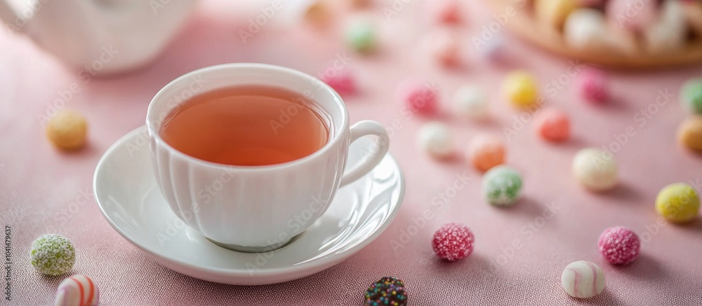 Tea In A Cup And Candies On A Table Selective Focus Tea In A Cup And Candies On A Table Selective Focus
