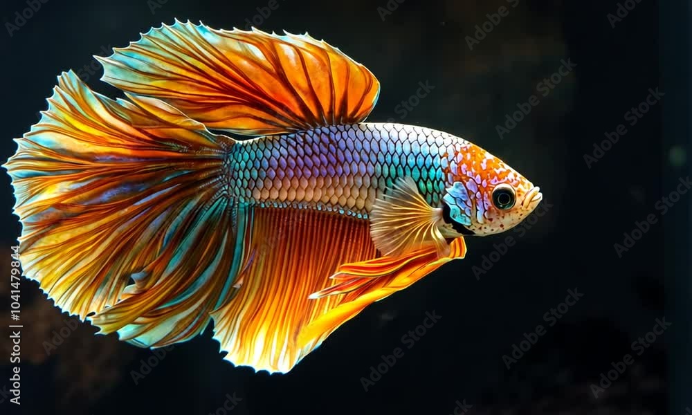 A Vibrant Siamese Fighting Fish with Flowing Fins A Vibrant Siamese Fighting Fish with Flowing Fins
