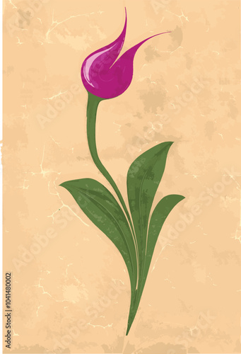 Marbling art tulip drawing vector. Marbling art traditional turkish ottoman art. Ebru