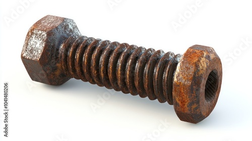 A rusty bolt showcasing wear and corrosion, often used in machinery and construction.