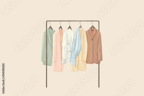 Wallpaper Mural Pastel-colored blazers on clothing rack illustration Torontodigital.ca