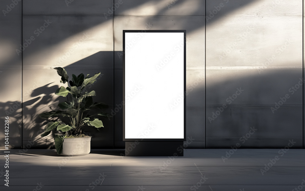 Obraz premium Mockup poster city box. Template poster advertising citylight. City format board, urban style, billboard in city. Mockup poster, city light box, street billboard, citylight. Realistic style photo