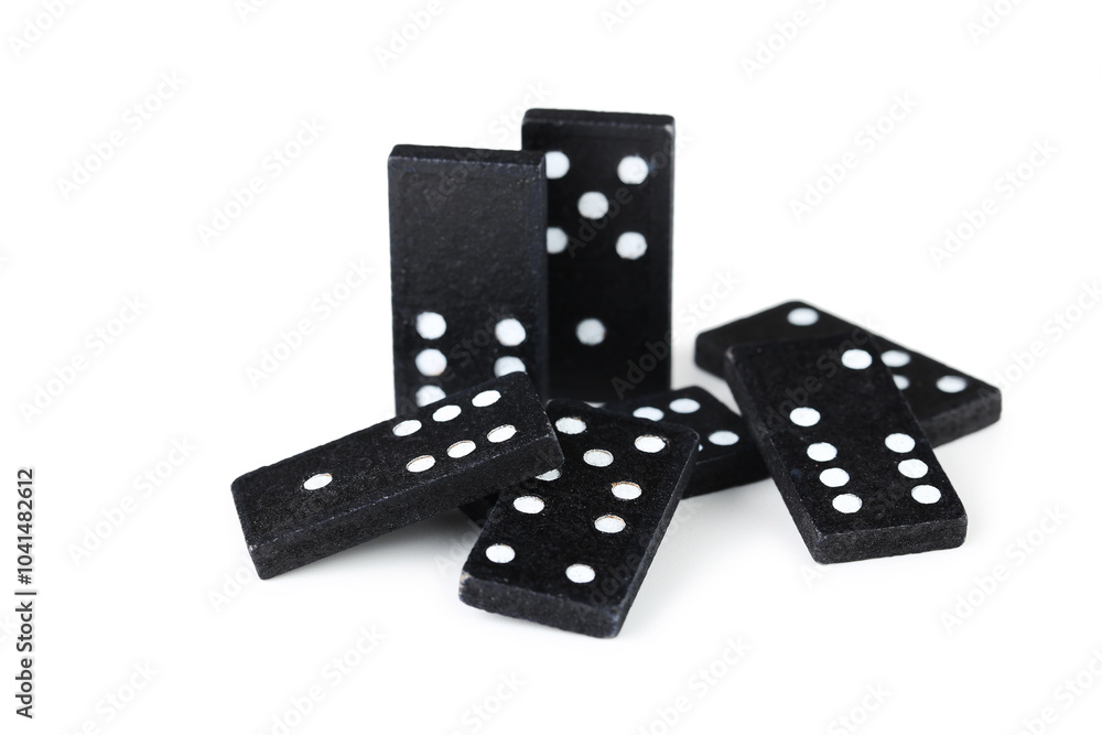 Black dominoes isolated on white background