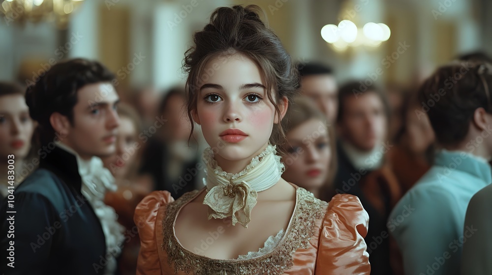 Enchanting socialite exuding irresistible charm as she gracefully moves through the crowd at a glittering high society party Enchanting socialite exuding irresistible charm as she gracefully moves through the crowd at a glittering high society party