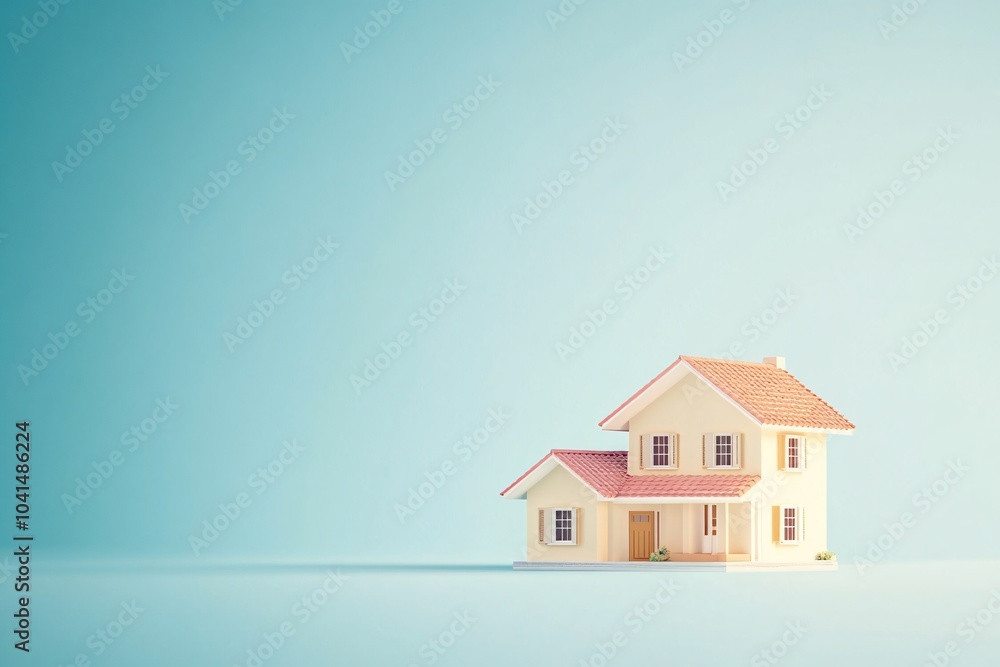 Minimalist House Model on Blue Background - Real Estate Inspiration Minimalist House Model on Blue Background - Real Estate Inspiration