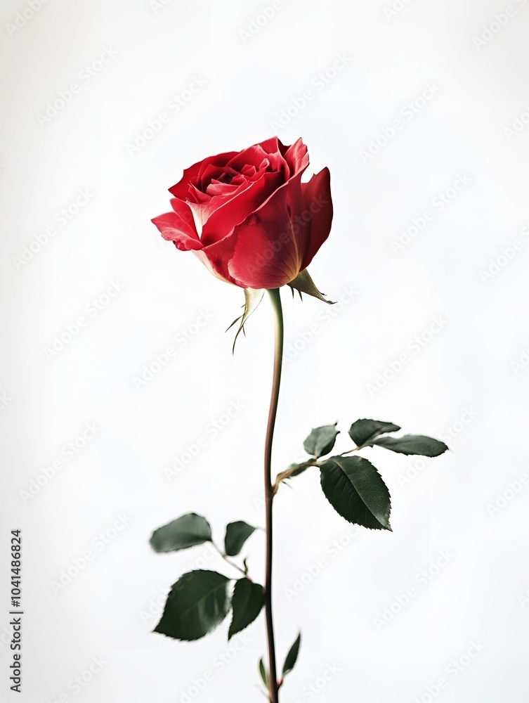 Red rose on white background on Valentine's Day. Red rose on white background on Valentine's Day.