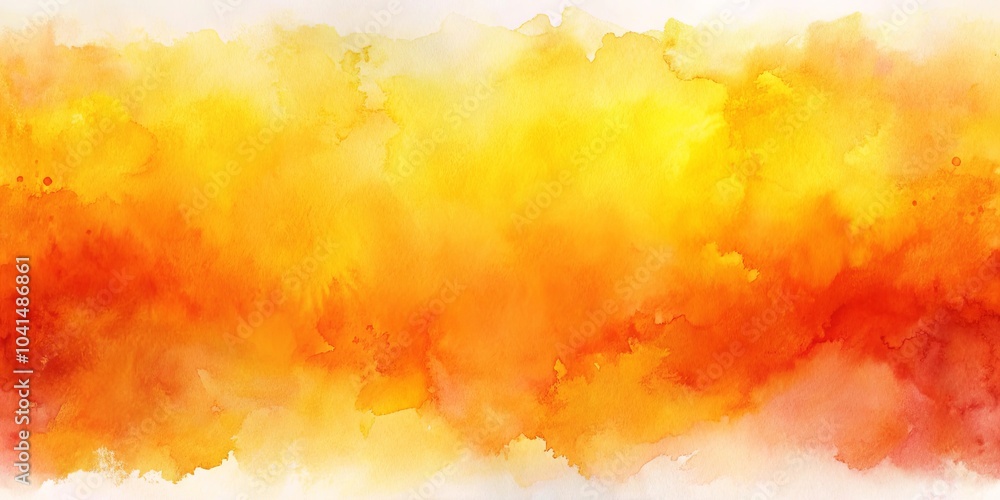 Abstract Watercolor Background of Warm Hues, Blending from Deep Orange to Bright Yellow Abstract Watercolor Background of Warm Hues, Blending from Deep Orange to Bright Yellow