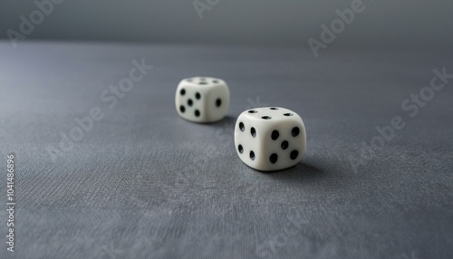 The moment before a dice rolling from a table comes to a stop