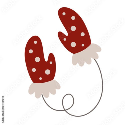 Winter mittens clipart. Cute hand draw seasonal object. Vector illustration in flat style	
