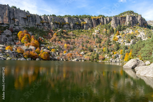 Urbion Mountains and Black Lagoon (Sierra de Urbion - Laguna Negra) Nature Reserve, Soria, Spain. Autunm season. Colorful picture.