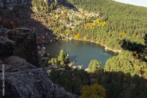 Urbion Mountains and Black Lagoon (Sierra de Urbion - Laguna Negra) Nature Reserve, Soria, Spain. Autunm season. Colorful picture. photo