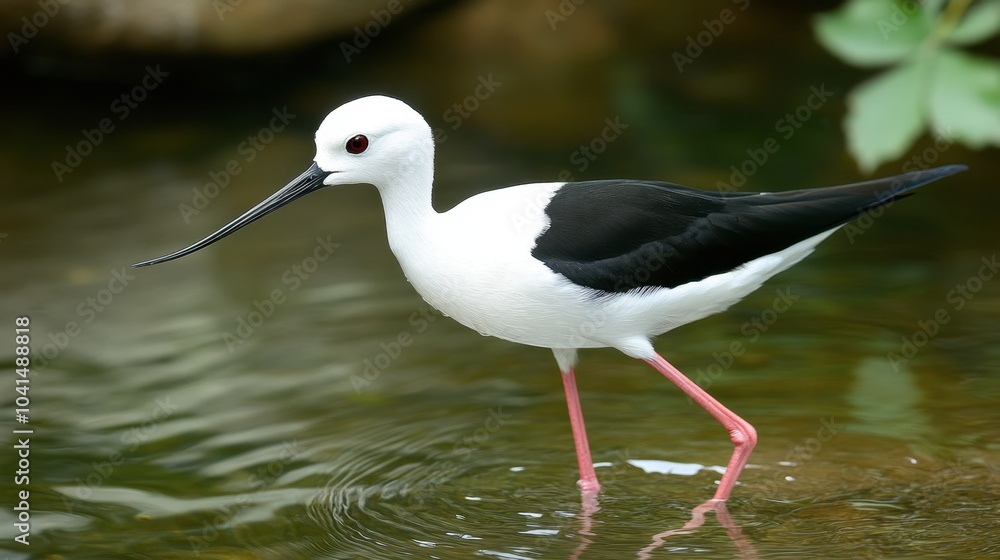 Obraz premium Elegant Bird Wading in Clear Water