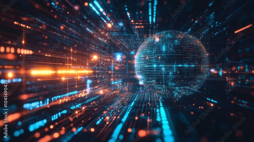 Digital Sphere with Flowing Data Streams Digital Sphere with Flowing Data Streams