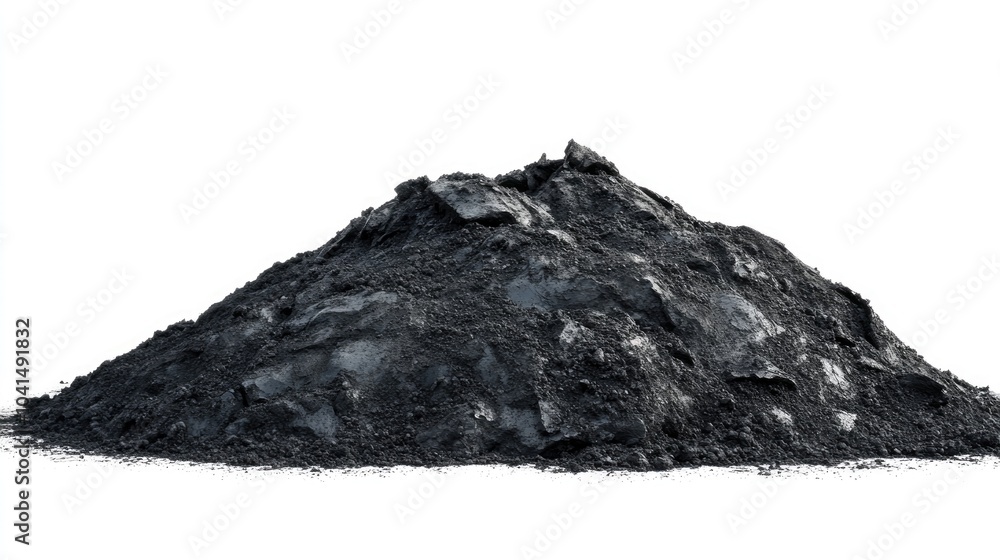 Fototapeta premium Black soil mound isolated on a white backdrop