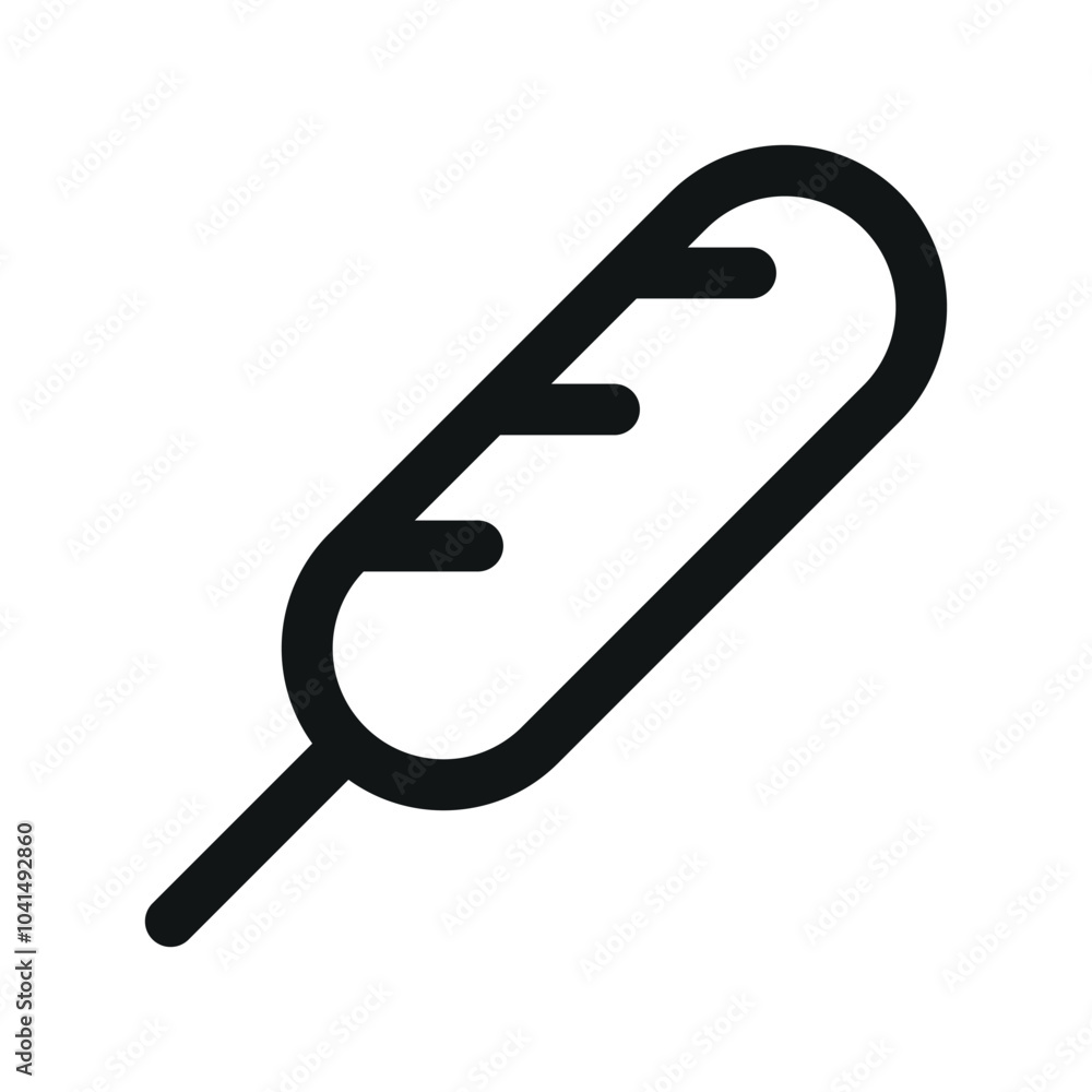 Sausage grill UI icon, smoked sausage on a stick minimal line vector symbol