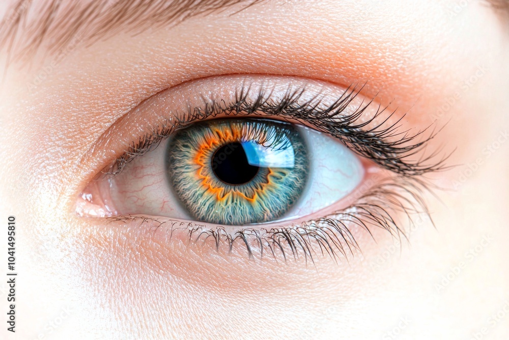 Obraz premium Close-up of a beautiful female eye with a colorful iris