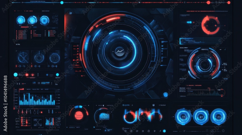 Fototapeta premium Futuristic User Interface with Data Visualizations