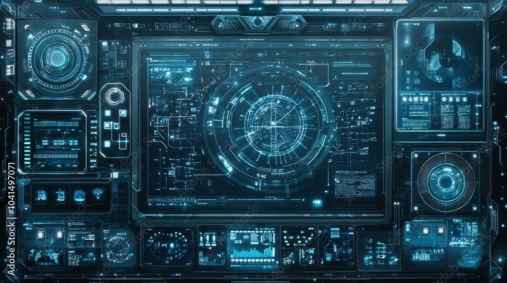 Futuristic Control Panel Interface with Data Visualization Futuristic Control Panel Interface with Data Visualization