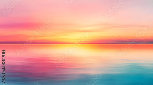 A Dreamy and Mesmerizing OmbrÚ Sunset with Vibrant Abstract Colors Blending in the Sky and Shimmering Water