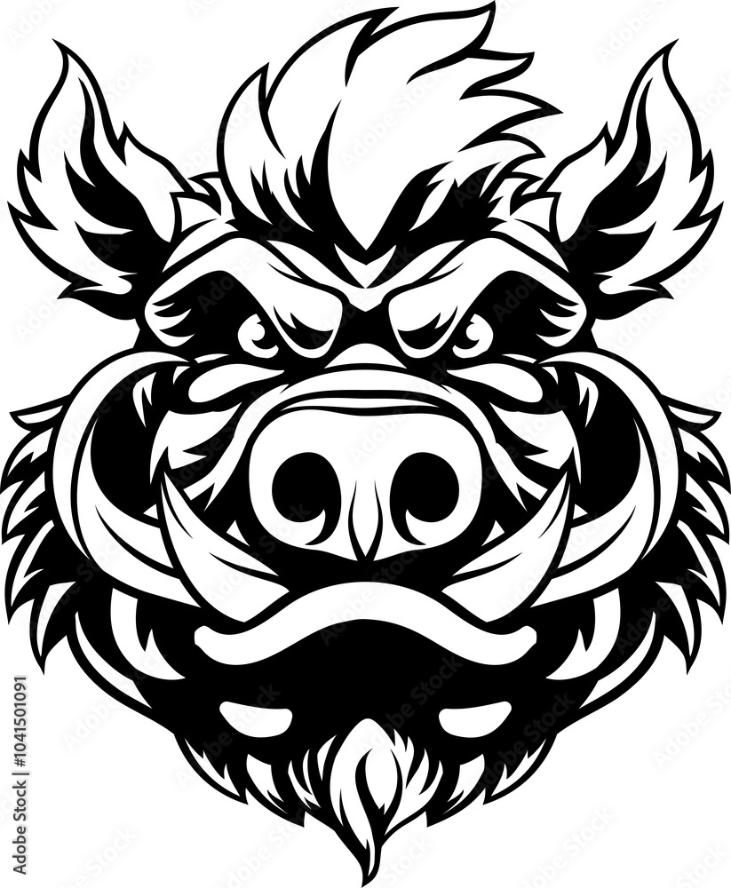 Obraz premium Boar Wild Hog Razorback Warthog Mascot Pig Cartoon