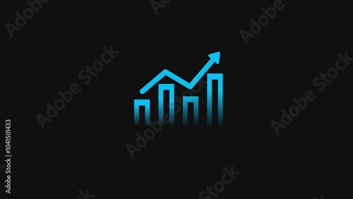 Growing graph bar chart icon symbol, Diagram flat design for web site logo app UI