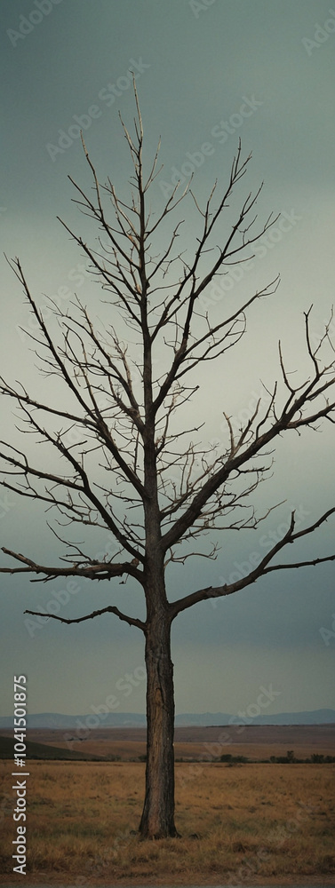 A lonely tree against a cloudy sky A lonely tree against a cloudy sky