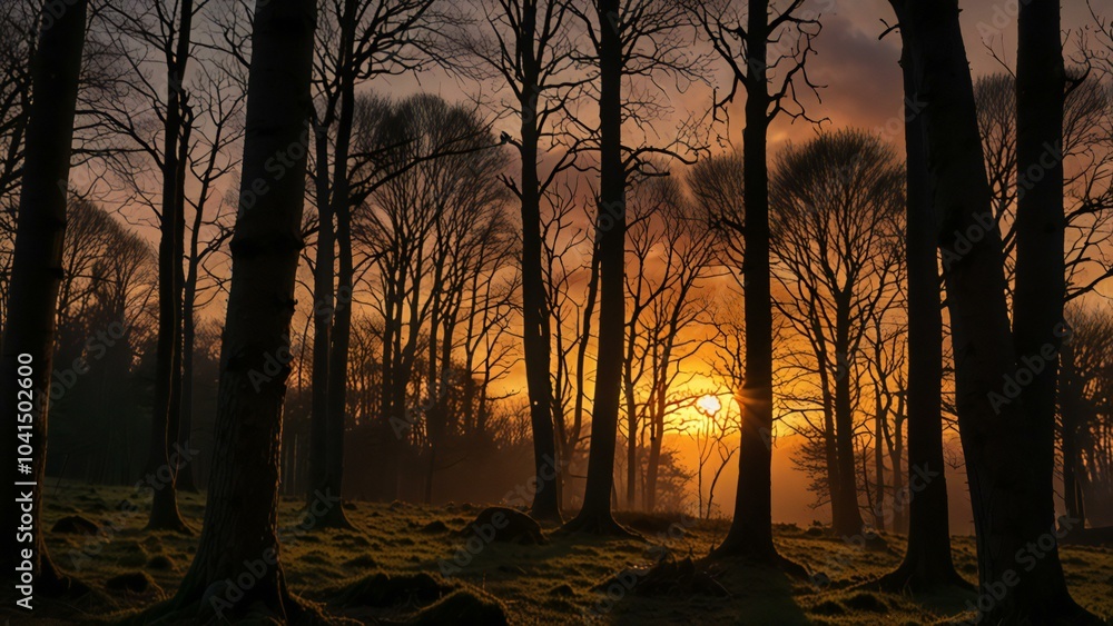sunset in the forest sunset in the forest