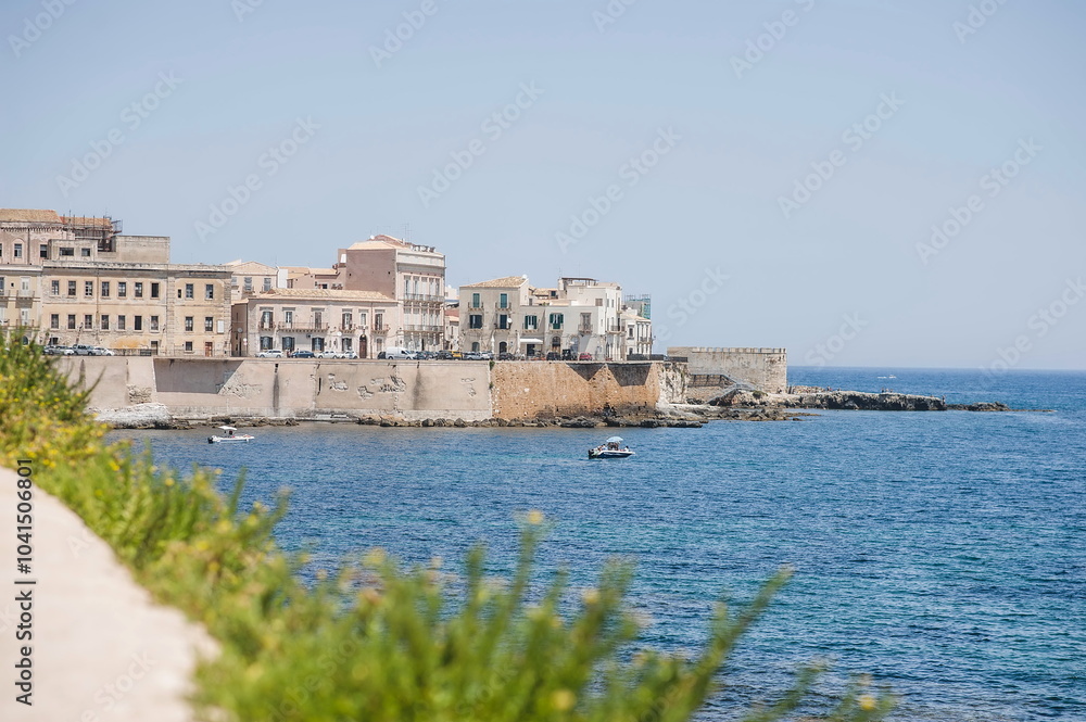 view of the city of Syracuse in Sicily from the sea view of the city of Syracuse in Sicily from the sea