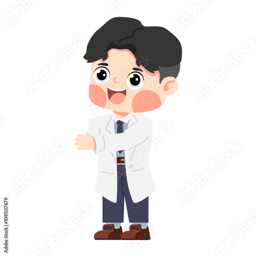 cartoon doctor pointing to something