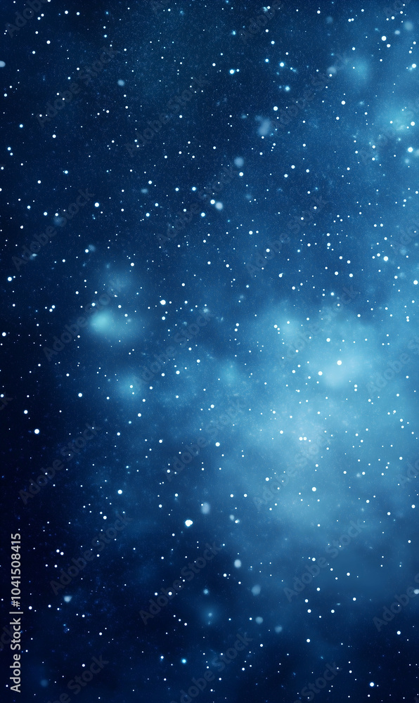 Fototapeta premium illustration depicts a serene snowy night, with a dark blue background filled with shining stars