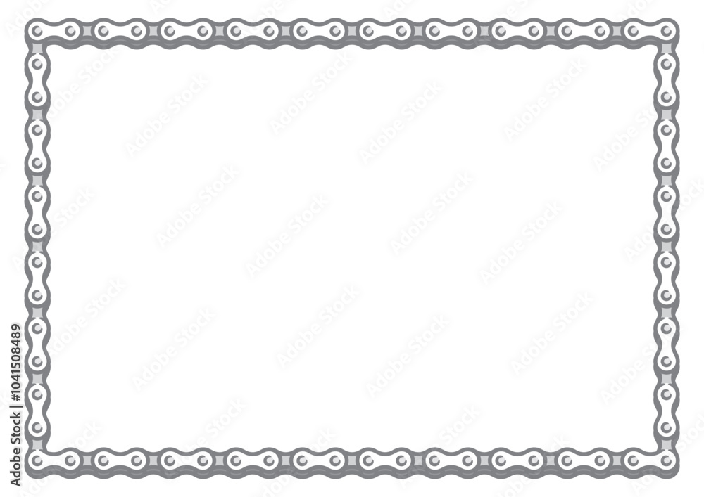 Vector hand drawn bicycle chain forming the border of an rectangle frame. Isolated on white background. Vector hand drawn bicycle chain forming the border of an rectangle frame. Isolated on white background.