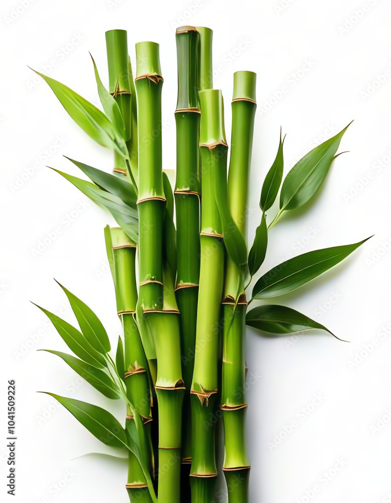 green bamboo with leaves on white background green bamboo with leaves on white background