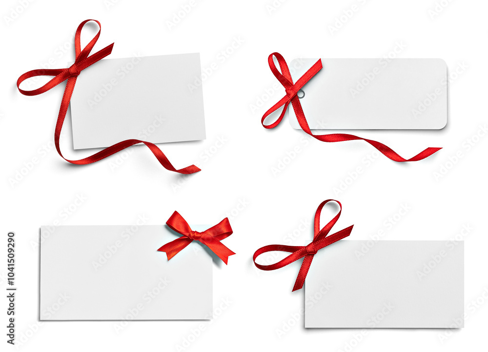 ribbon bow card note paper label gift holiday tag sign party birthday ...