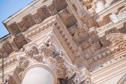 detail of the facade of the cathedral of st mary in Syracuse in Sicily