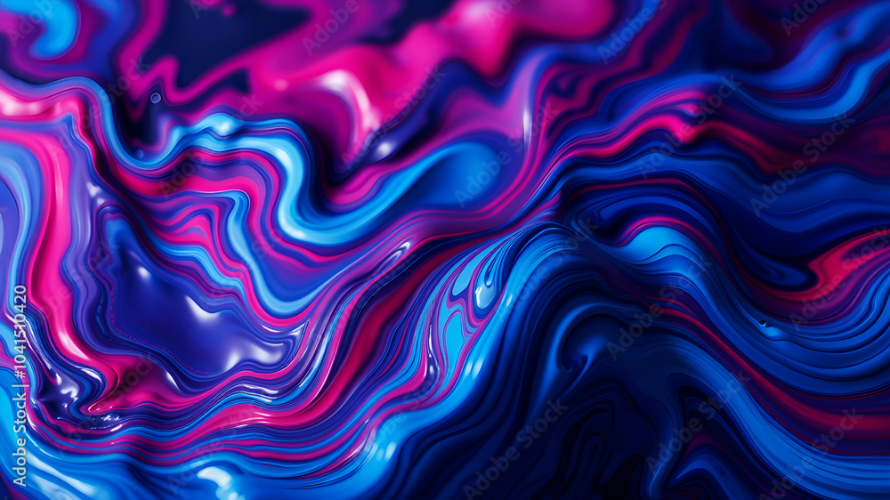 Fototapeta premium Liquid Color Waves Flowing paint-like waves in bold blues and reds